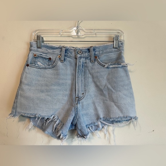 Abercrombie Fitch Annie High Rise Jean Shorts Size 25/0 Distressed Cutoff Raw - Picture 1 of 4